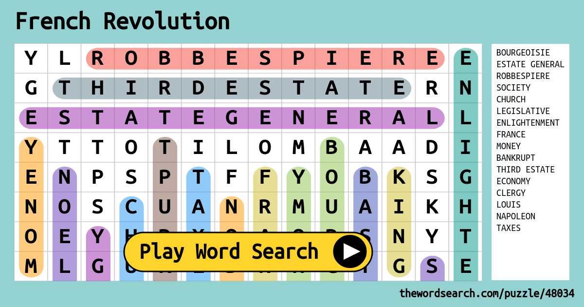 French Revolution Word Search