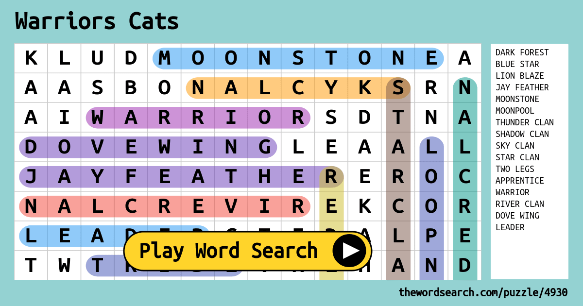 warriors-cats-word-search