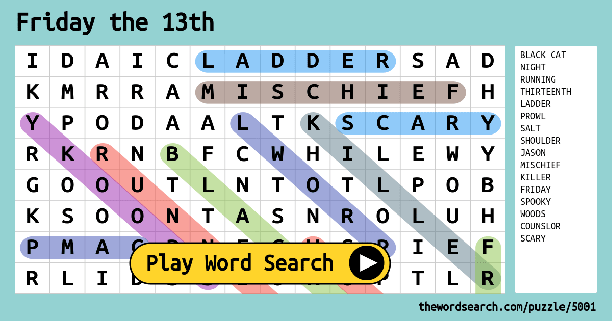 Friday the 13th Inspired Horror Movie Games. Word Search/ A - Z/  Scattergories / Finish That Phrase/Halloween. DIGITAL DOWNLOAD
