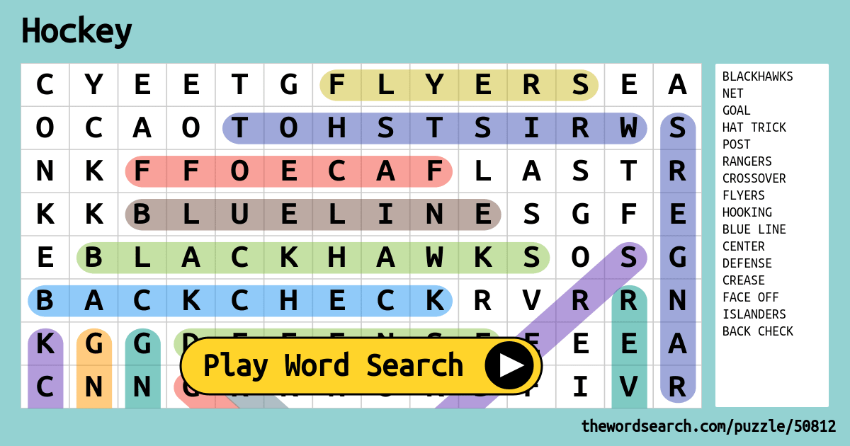 Hockey Word Search