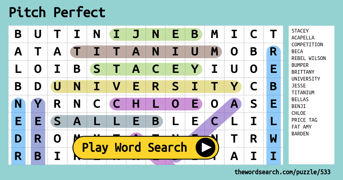 Pitch Perfect Word Search