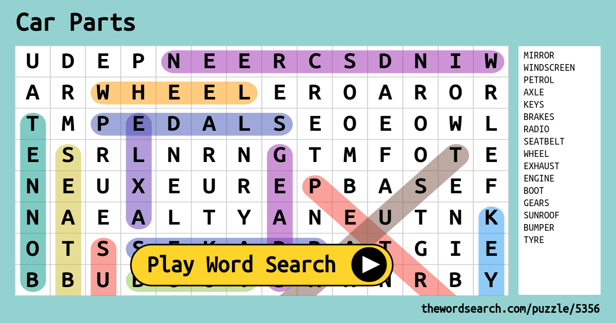 4 letter word car parts word search