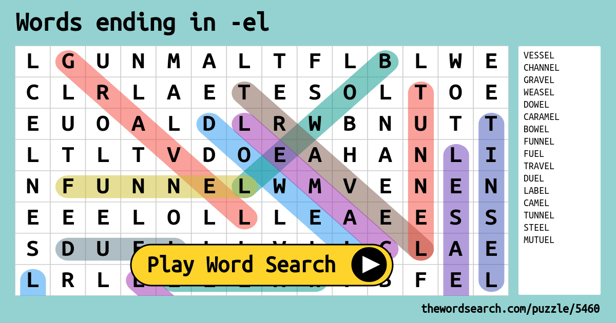words-ending-in-el-word-search