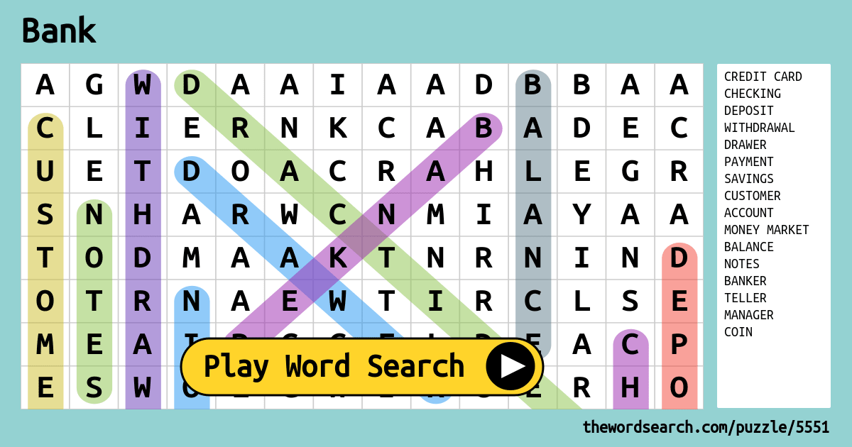 Bank Word Search