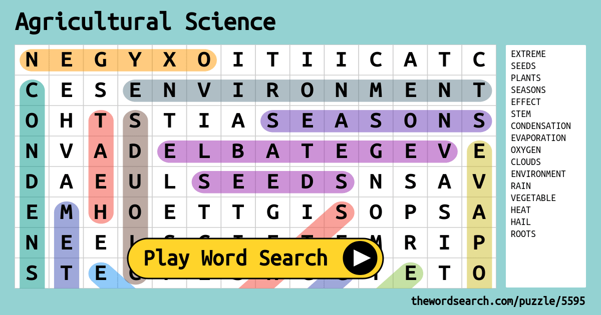 Agricultural Science Word Search