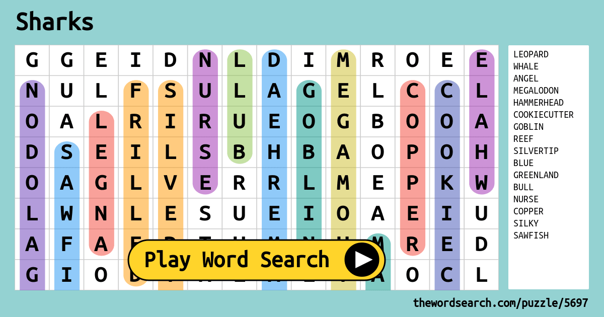 sharks-word-search