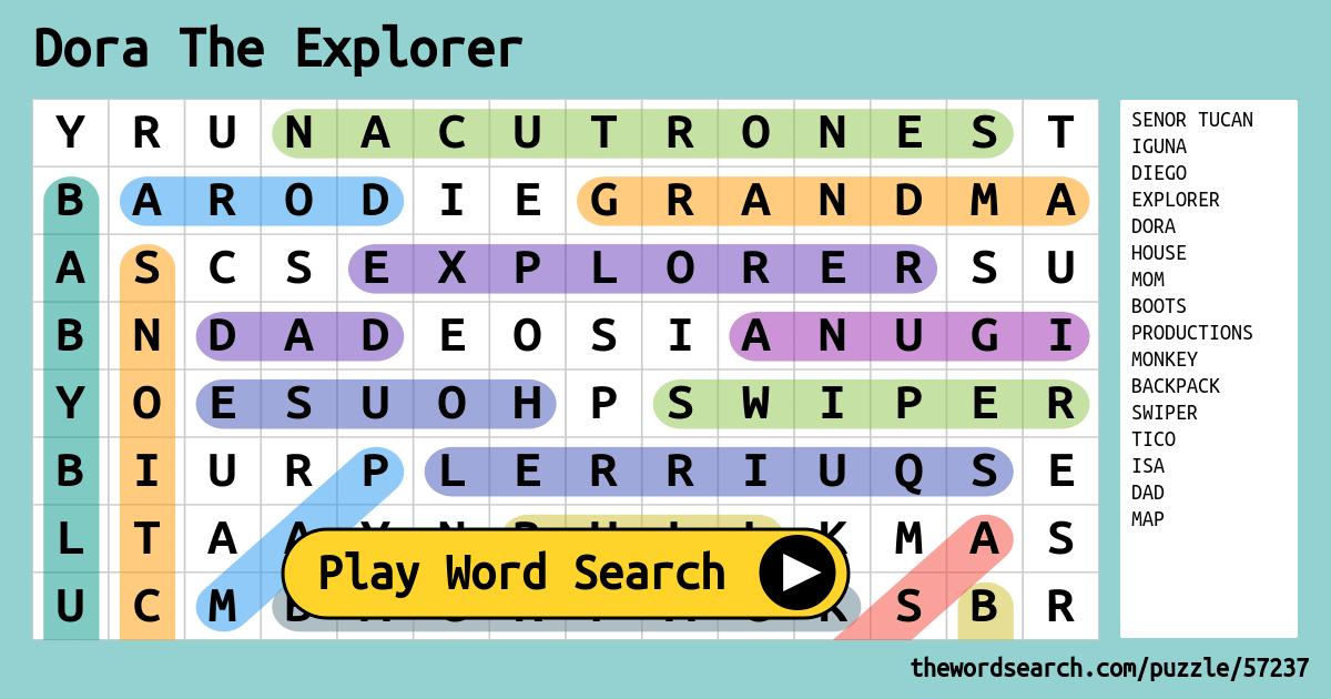 Dora The Explorer Word Search