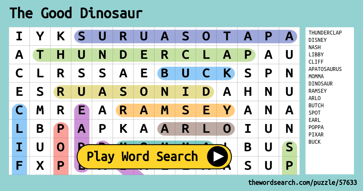 the good dinosaur word search