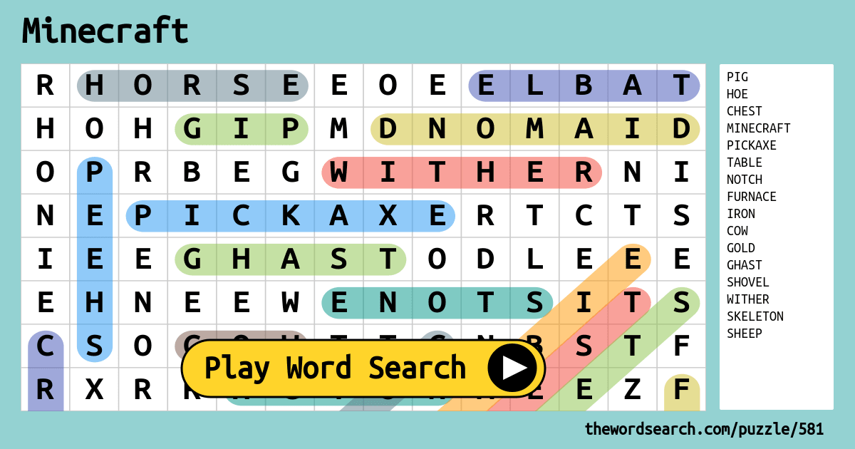 minecraft word search