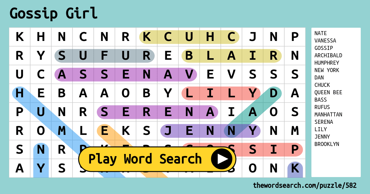 Download Word Search on Gossip Girl