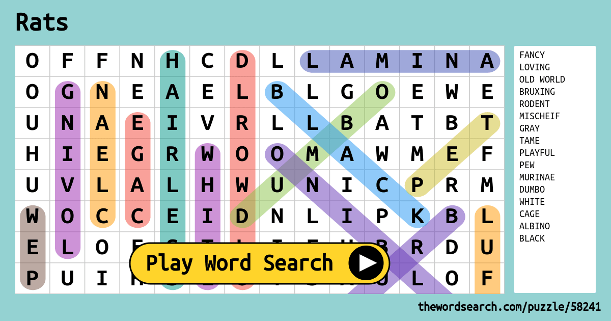 Rats Word Search