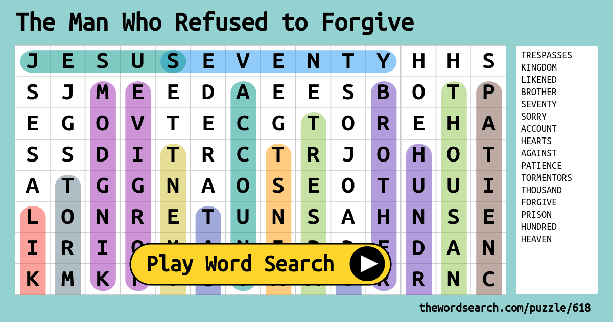 The Man Who Refused To Forgive Word Search