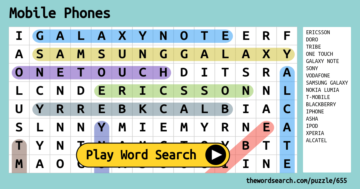 Mobile Phones Word Search