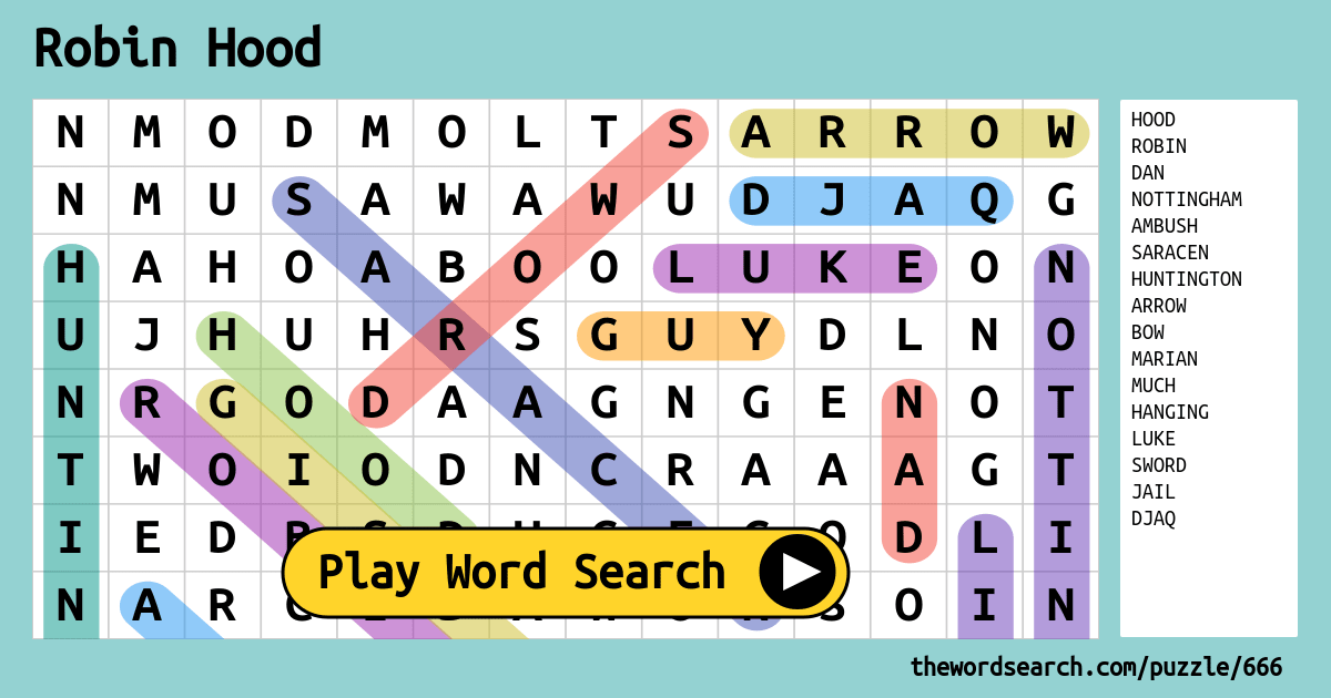 Download Word Search On Robin Hood