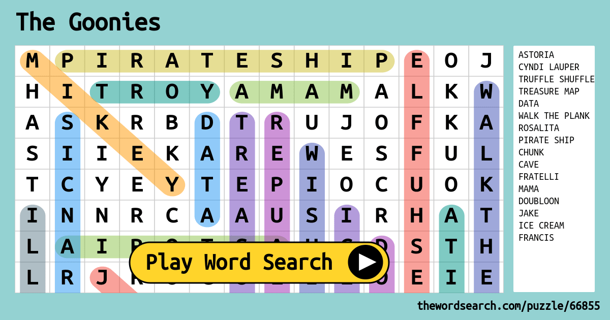 The Goonies Word Search