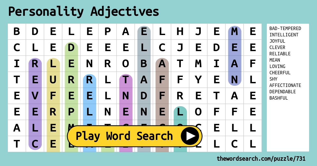 list of personality adjectives