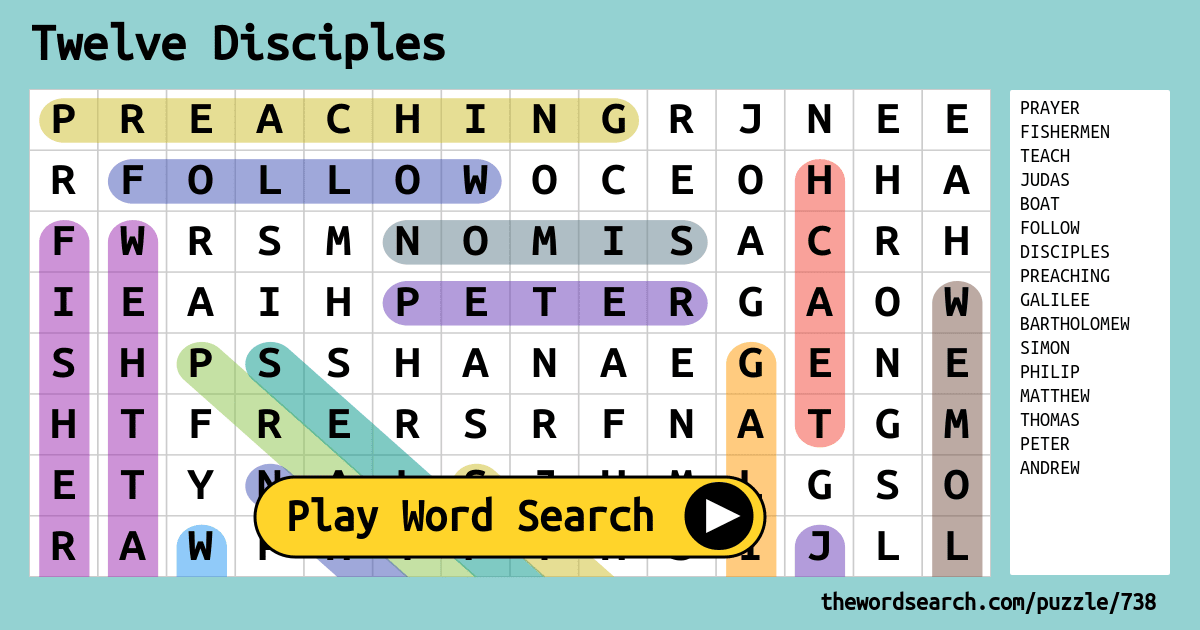 Twelve Disciples Word Search