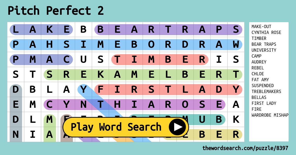 Pitch Perfect 2 Word Search