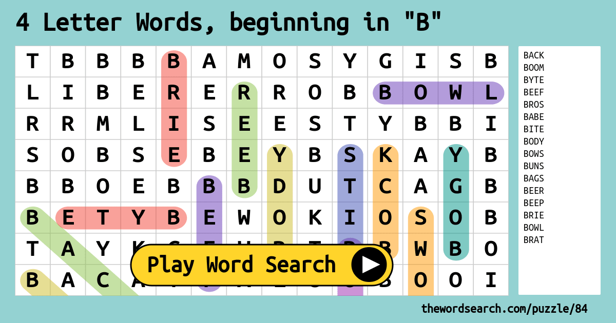 Spelling 4 Letter Words Beginning with B [1]