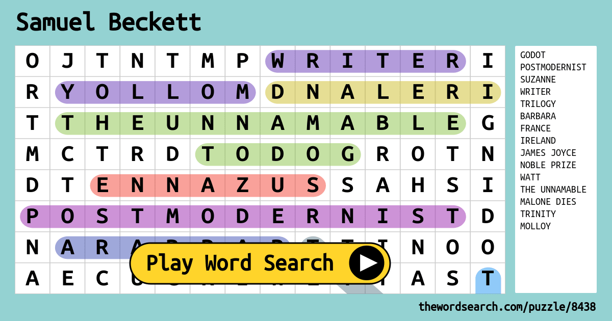 Samuel Beckett Word Search