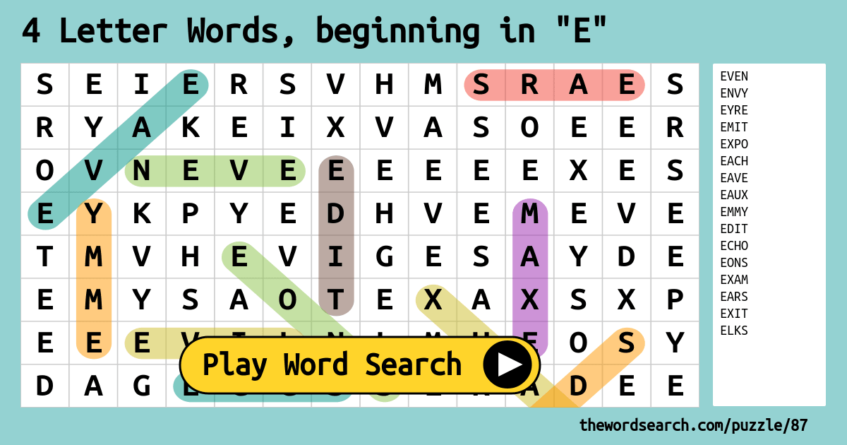 4 letter word starts with e and ends with s