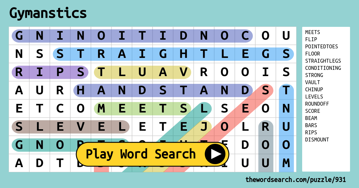 Gymanstics Word Search