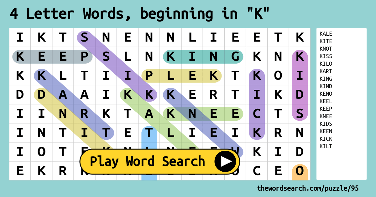 4 letter words that end with k