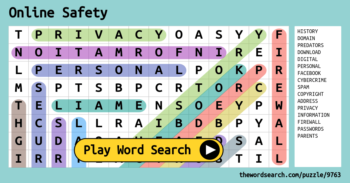 online safety word search
