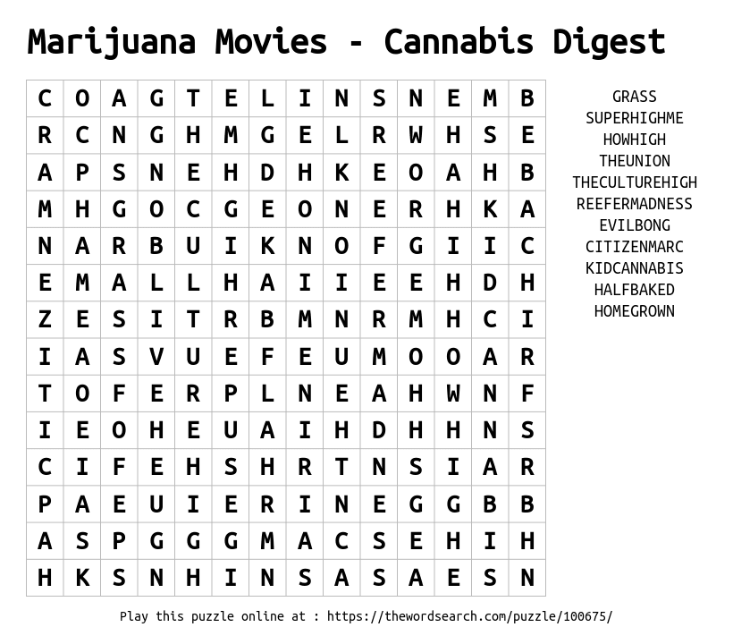 Word Search on Marijuana Movies - Cannabis Digest