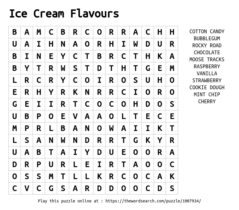 Ice Cream Word Search Free Printable Ice Cream Word Search Puzzle 