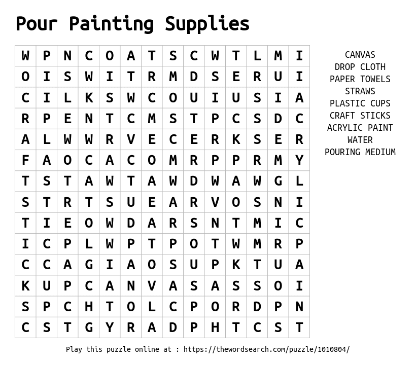 Download Word Search on Pour Painting Supplies