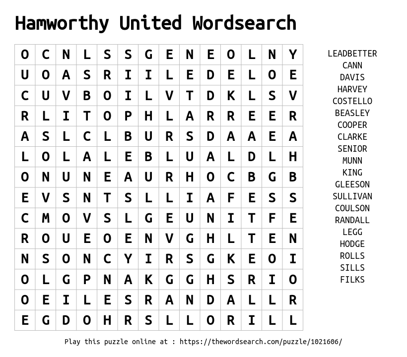 Download Word Search On Hamworthy United Wordsearch