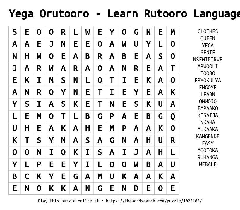 Download Word Search On Yega Orutooro Learn Rutooro Language