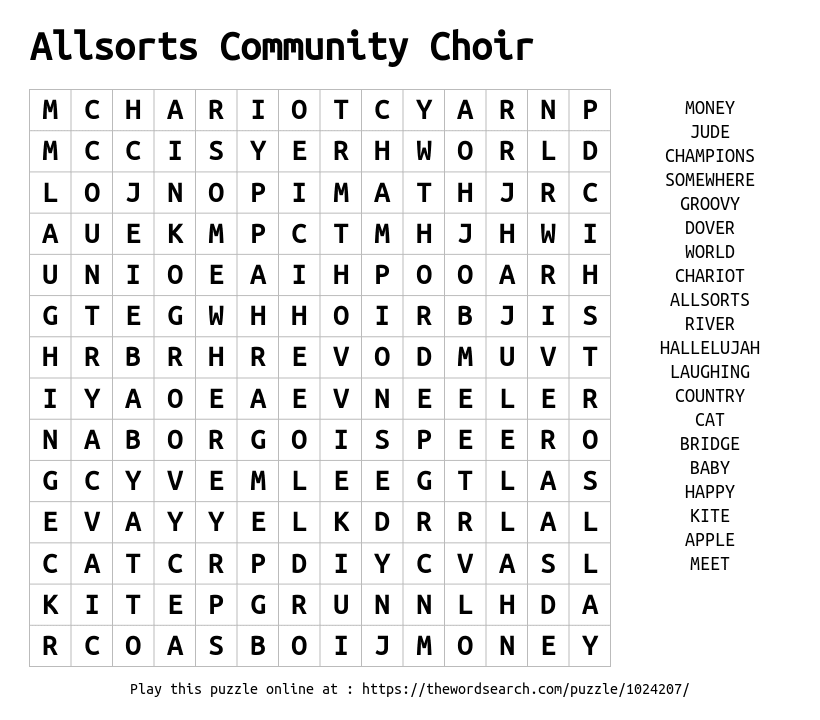 Download Word Search On Allsorts Community Choir