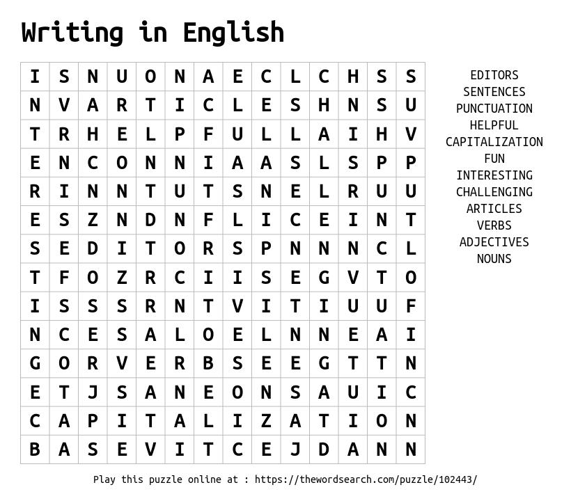 writing-in-english-word-search