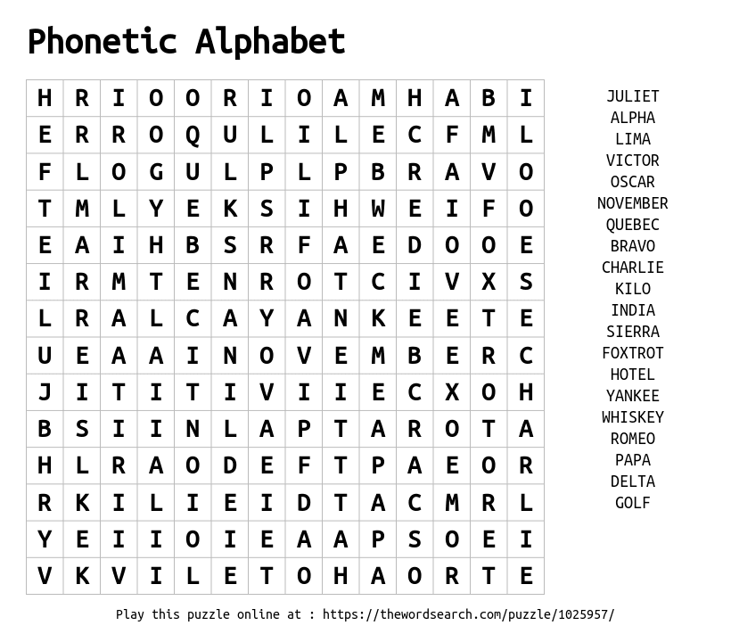 Download Word Search On Phonetic Alphabet