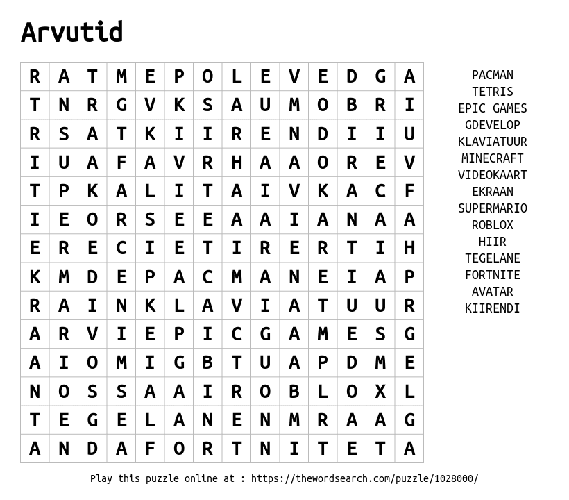 Download Word Search On Arvutid - roblox word search pdf
