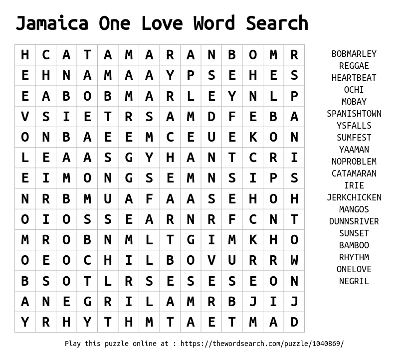 download word search on jamaica one love word search