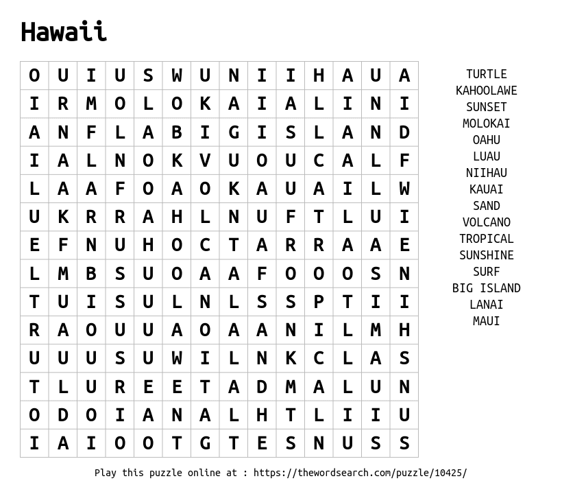 Download Word Search on Hawaii