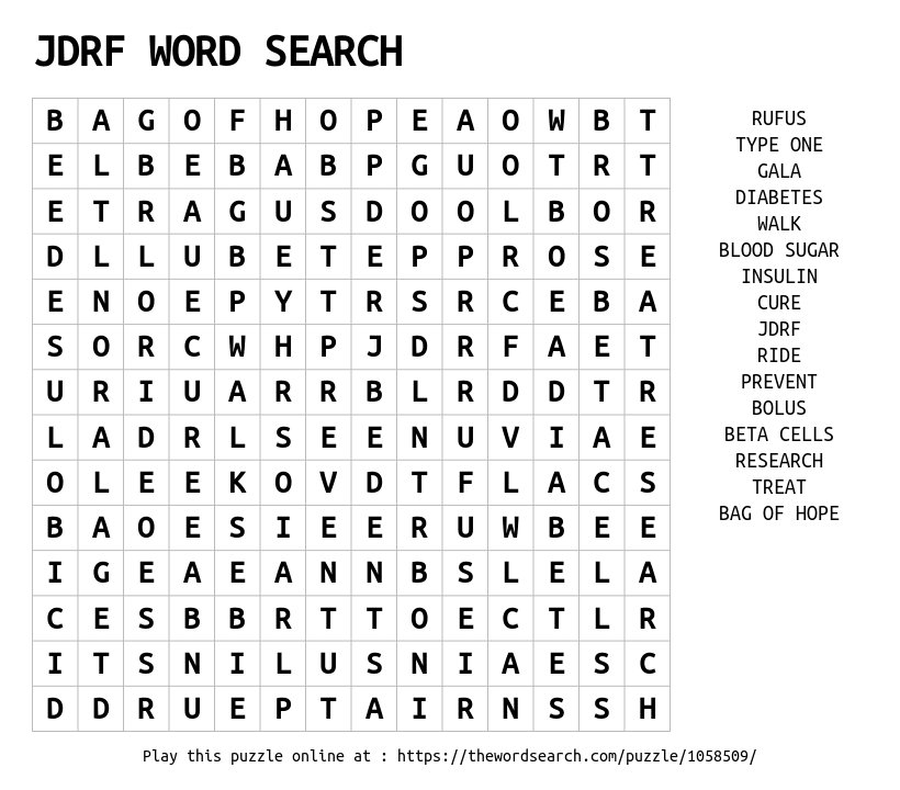 Download Word Search On Jdrf Word Search