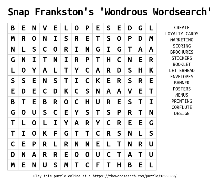 Snap Frankston S Wondrous Wordsearch Word Search