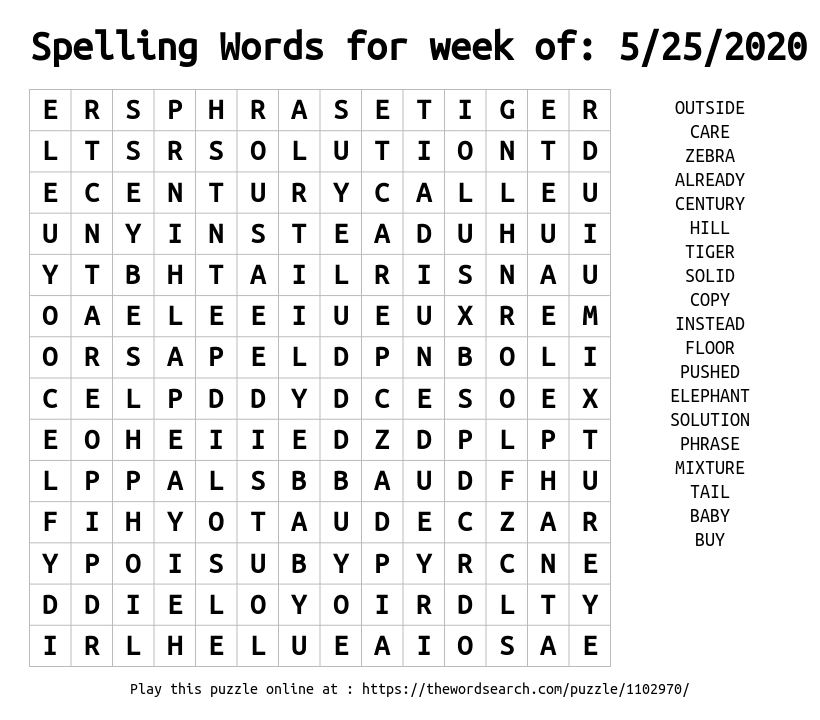 download word search on spelling words for week of 5 25 2020