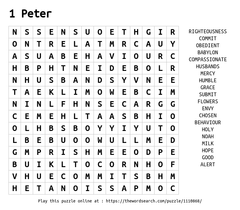 Download Word Search On 1 Peter