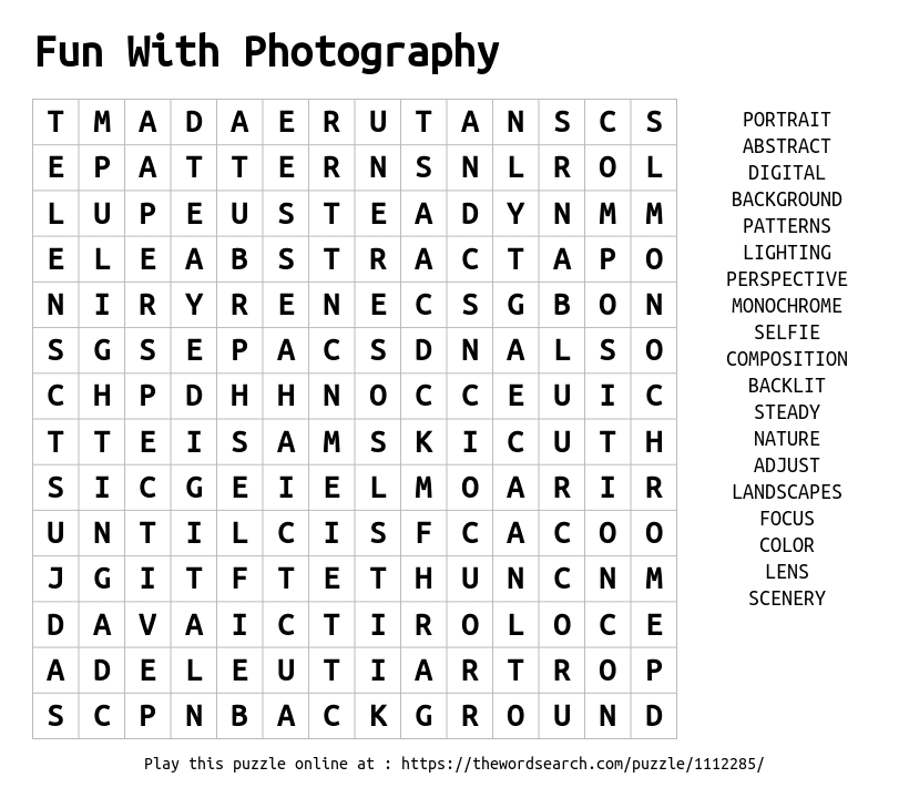 fun-with-photography-word-search