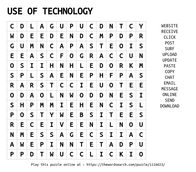 Download Word Search On USE OF TECHNOLOGY