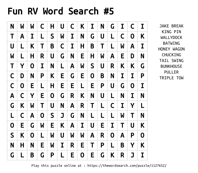 Word Search on Fun RV Word Search #5