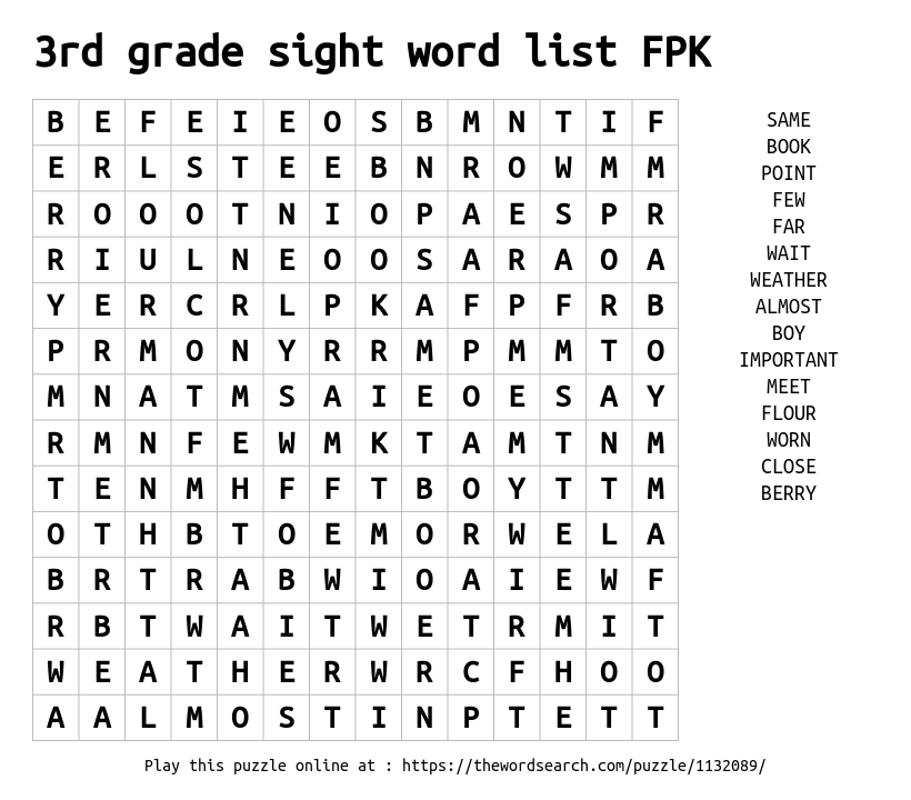 Sight Words Worksheet Free Word Search 3rd Grade Printable Think Tank Scholar Printable Word