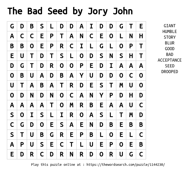Download Word Search On The Bad Seed By Jory John
