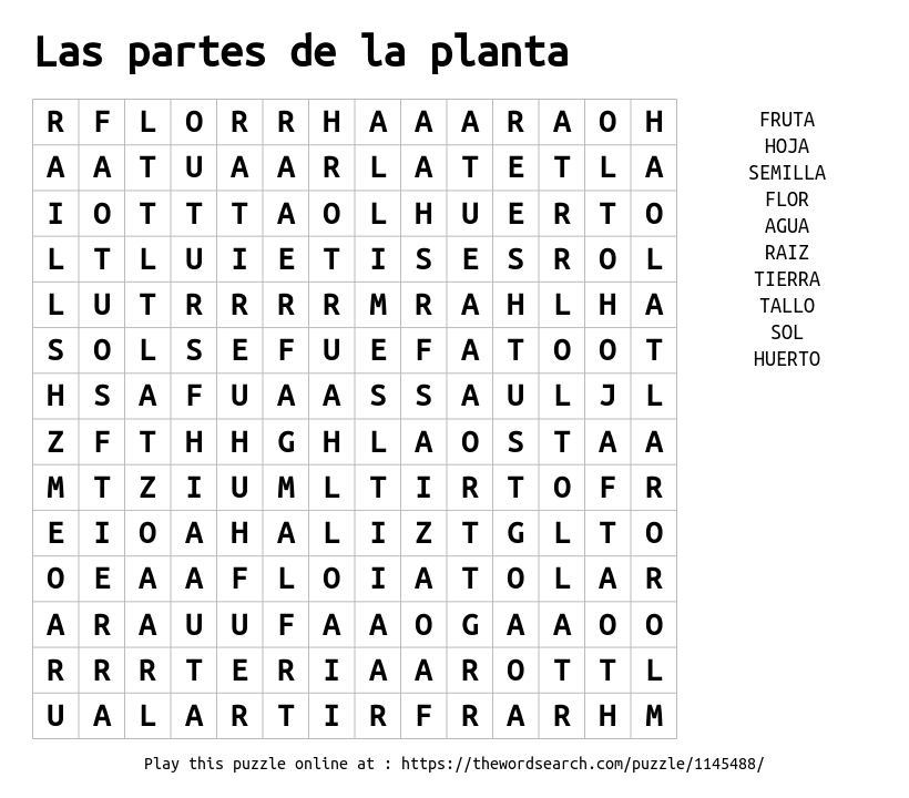 AS PARTES DAS PLANTAS - puzzle online