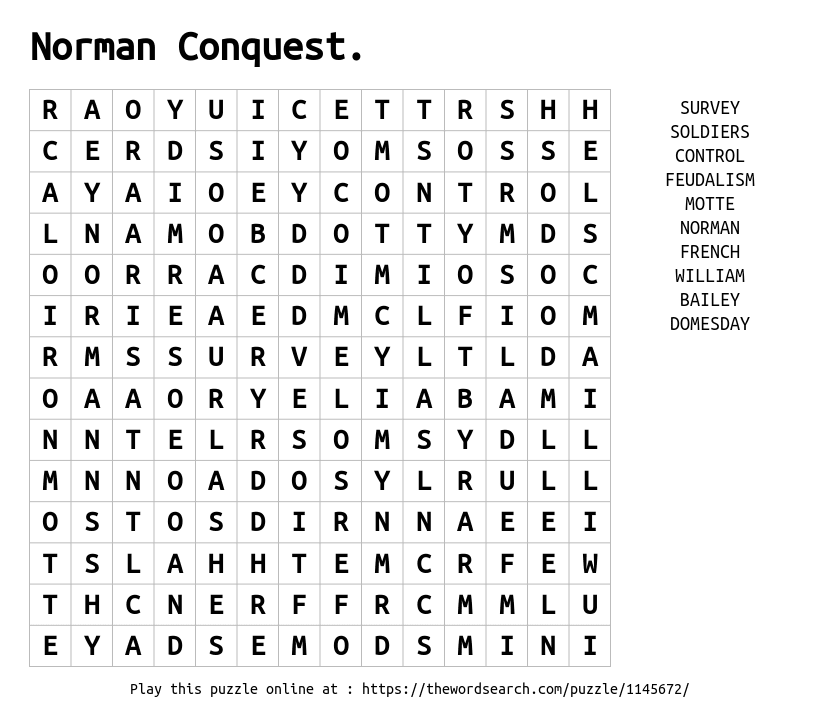 Word Search on Norman Conquest.